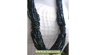 Paua Long Braided Necklaces Fashion Beaded